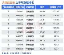 A股上半年牛熊股盘点：正丹股份成为榜首，ST板块风险集中释放